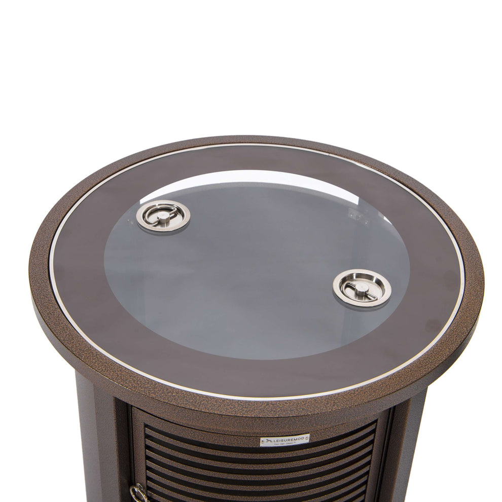 LeisureMod Walbrooke Black Patio Round Tank Holder with Slats Design | FIRE PITS | Modishstore - 15