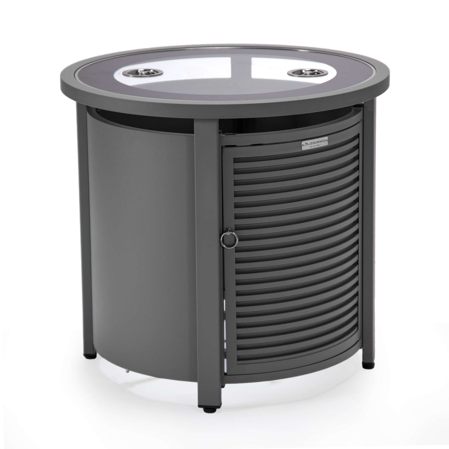 LeisureMod Walbrooke Black Patio Round Tank Holder with Slats Design | FIRE PITS | Modishstore - 20