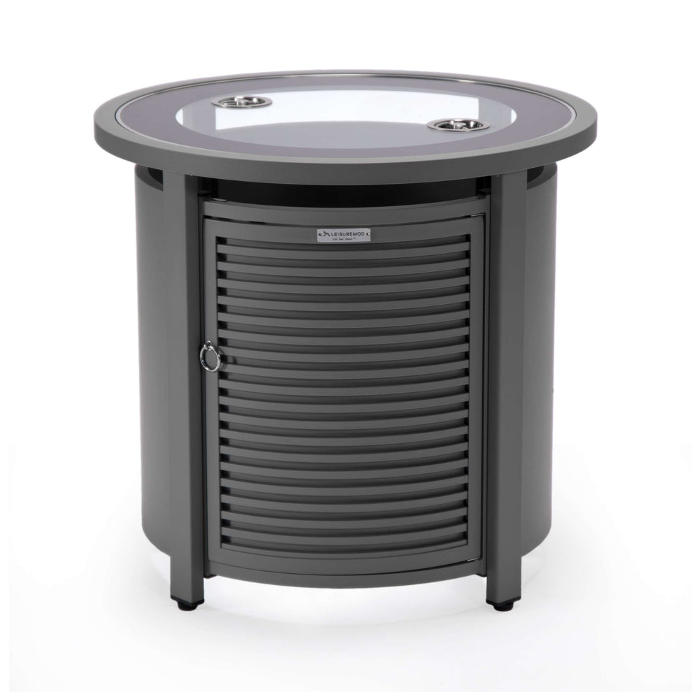 LeisureMod Walbrooke Black Patio Round Tank Holder with Slats Design | FIRE PITS | Modishstore - 19