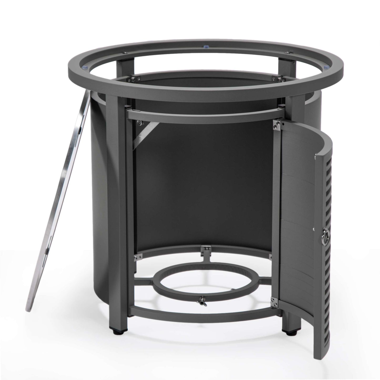 LeisureMod Walbrooke Black Patio Round Tank Holder with Slats Design | FIRE PITS | Modishstore - 22
