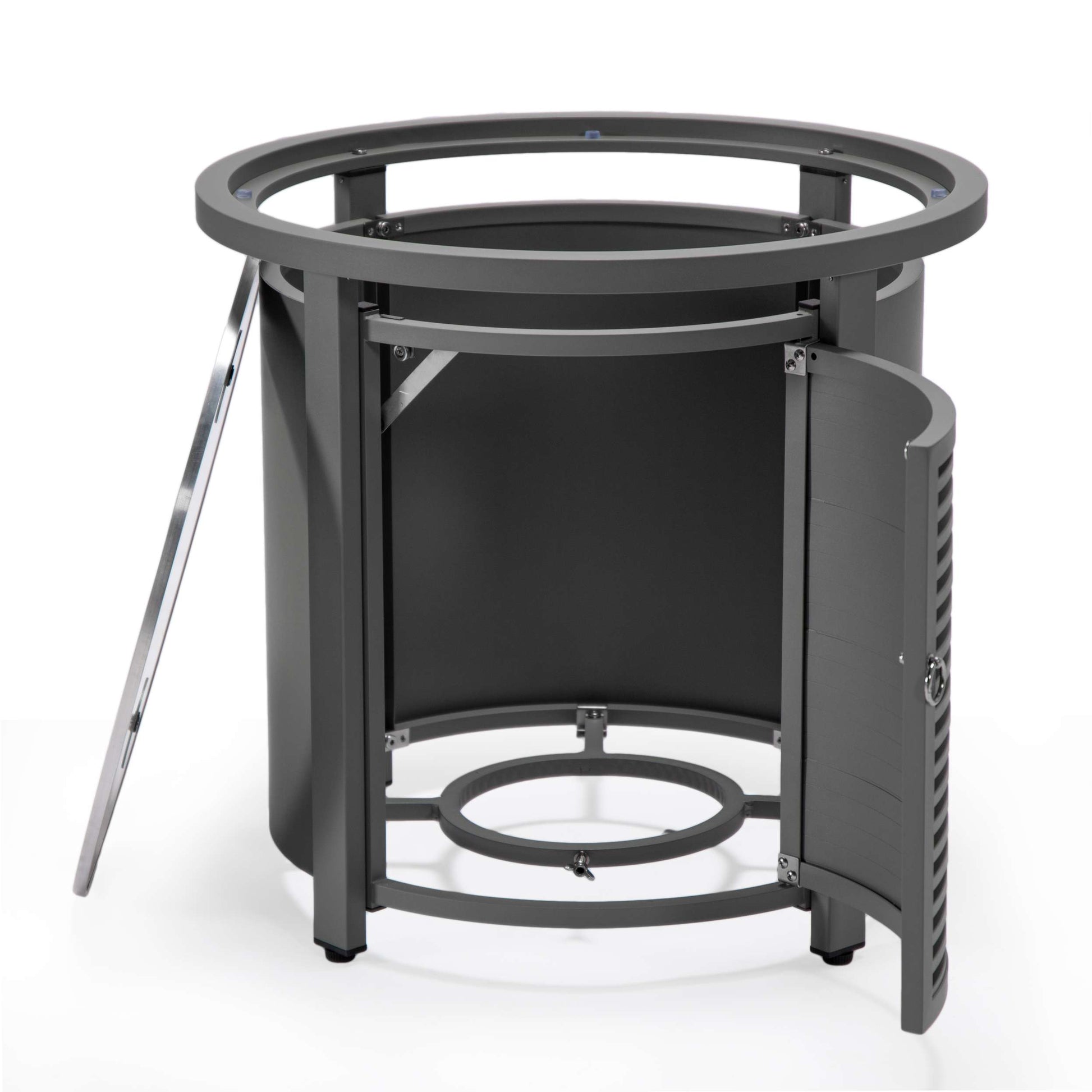 LeisureMod Walbrooke Black Patio Round Tank Holder with Slats Design | FIRE PITS | Modishstore - 22