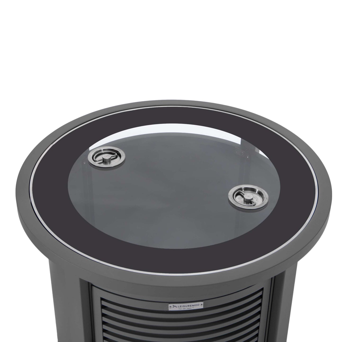 LeisureMod Walbrooke Black Patio Round Tank Holder with Slats Design | FIRE PITS | Modishstore - 26