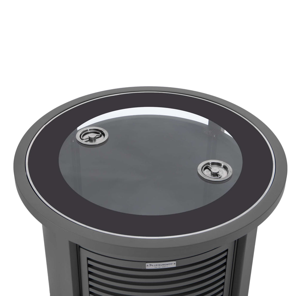 LeisureMod Walbrooke Black Patio Round Tank Holder with Slats Design | FIRE PITS | Modishstore - 26