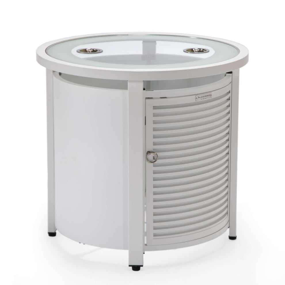 LeisureMod Walbrooke Black Patio Round Tank Holder with Slats Design | FIRE PITS | Modishstore - 31