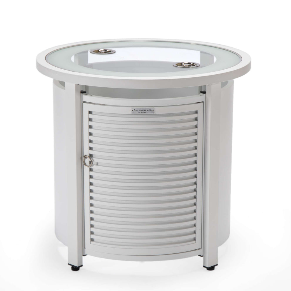 LeisureMod Walbrooke Black Patio Round Tank Holder with Slats Design | FIRE PITS | Modishstore - 28