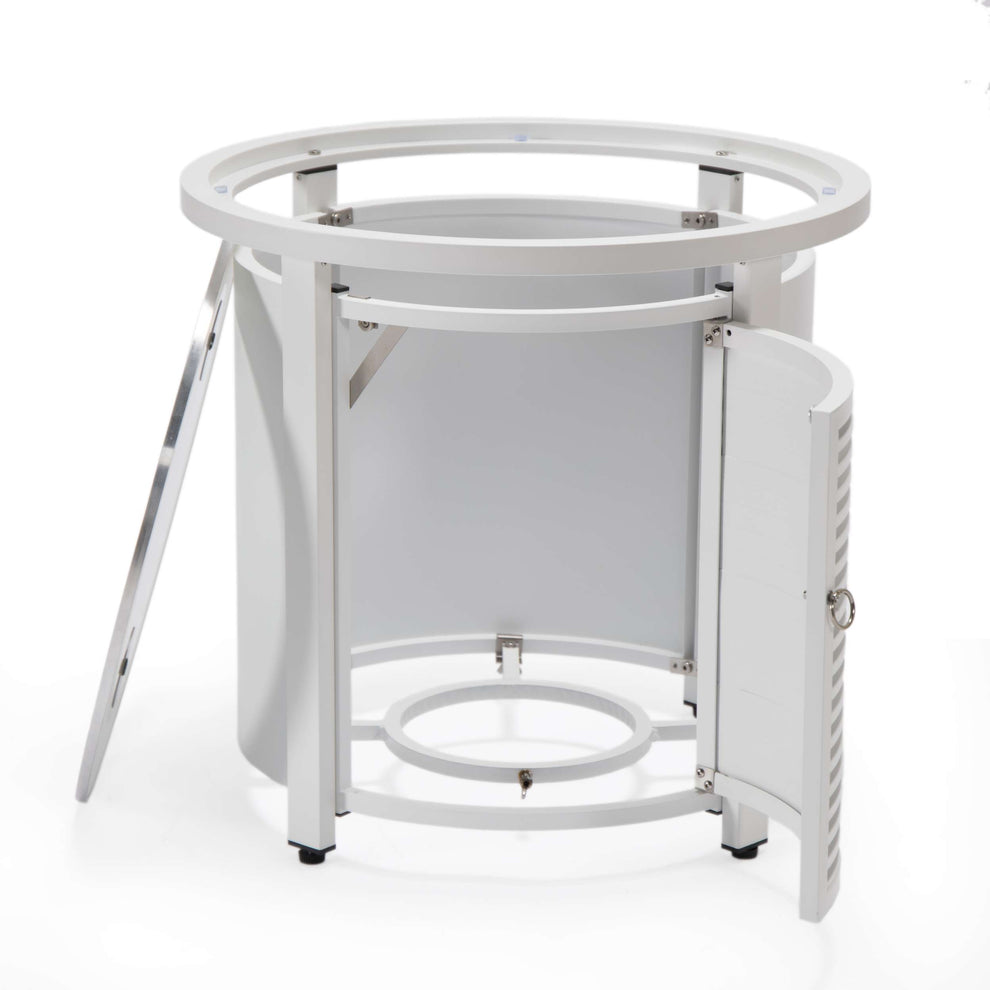 LeisureMod Walbrooke Black Patio Round Tank Holder with Slats Design | FIRE PITS | Modishstore - 29