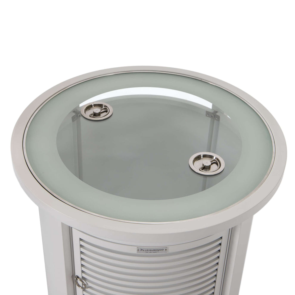 LeisureMod Walbrooke Black Patio Round Tank Holder with Slats Design | FIRE PITS | Modishstore - 32