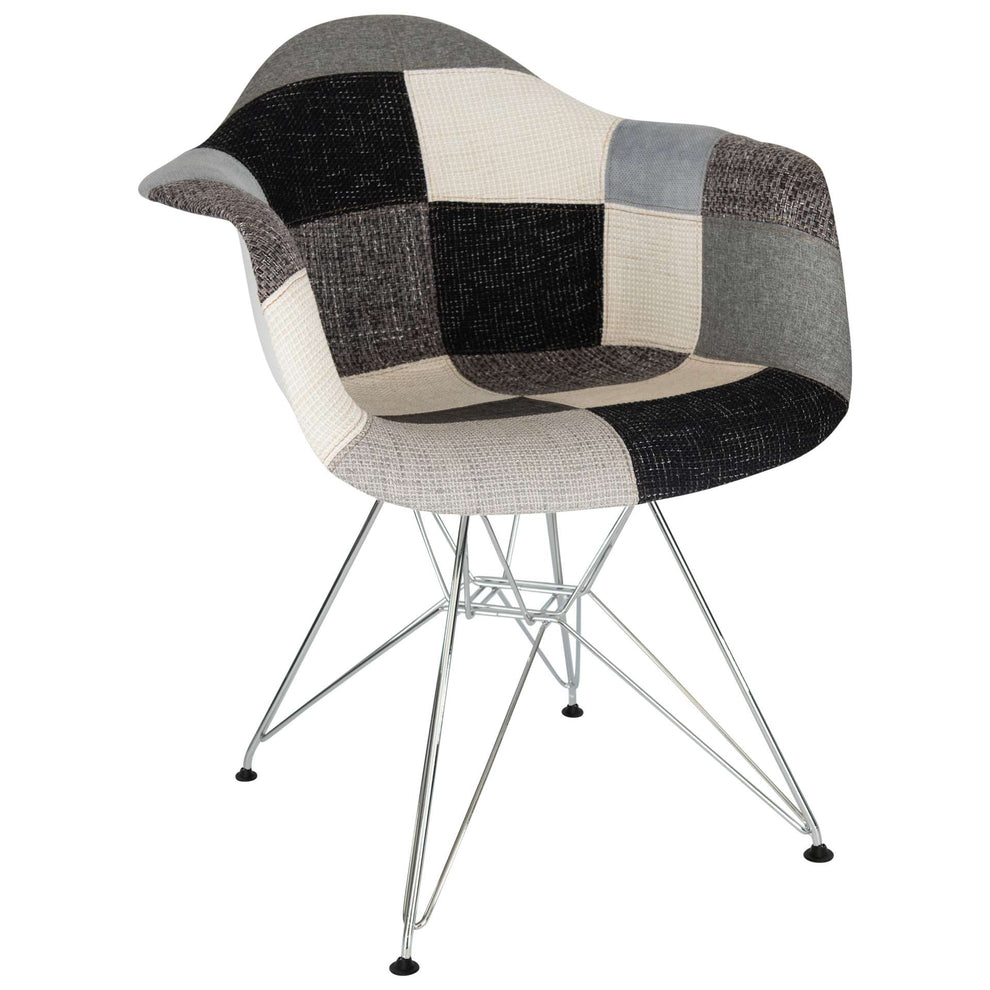 LeisureMod Willow Patchwork Fabric Eiffel Accent Chair - WM24FC | Accent Chairs | Modishstore - 3