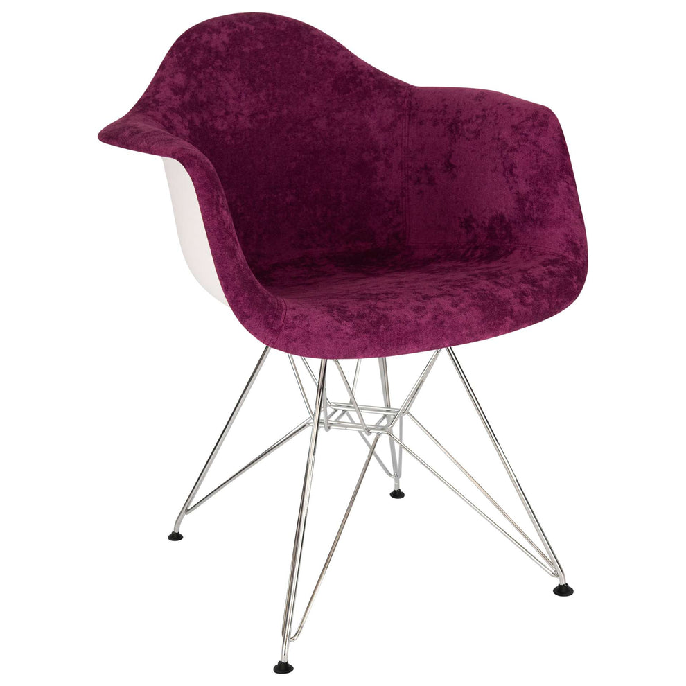 LeisureMod Willow Velvet Eiffel Metal Base Accent Chair - WM24VPR | Accent Chairs | Modishstore