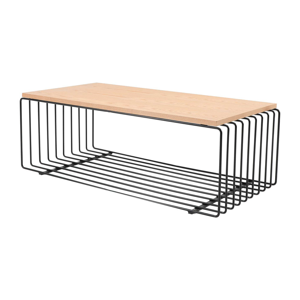 LeisureMod Walden Rectangular Coffee Table with Ash Veneer Top and Powder Coated Steel Frame | Coffee Tables | Modishstore - 10