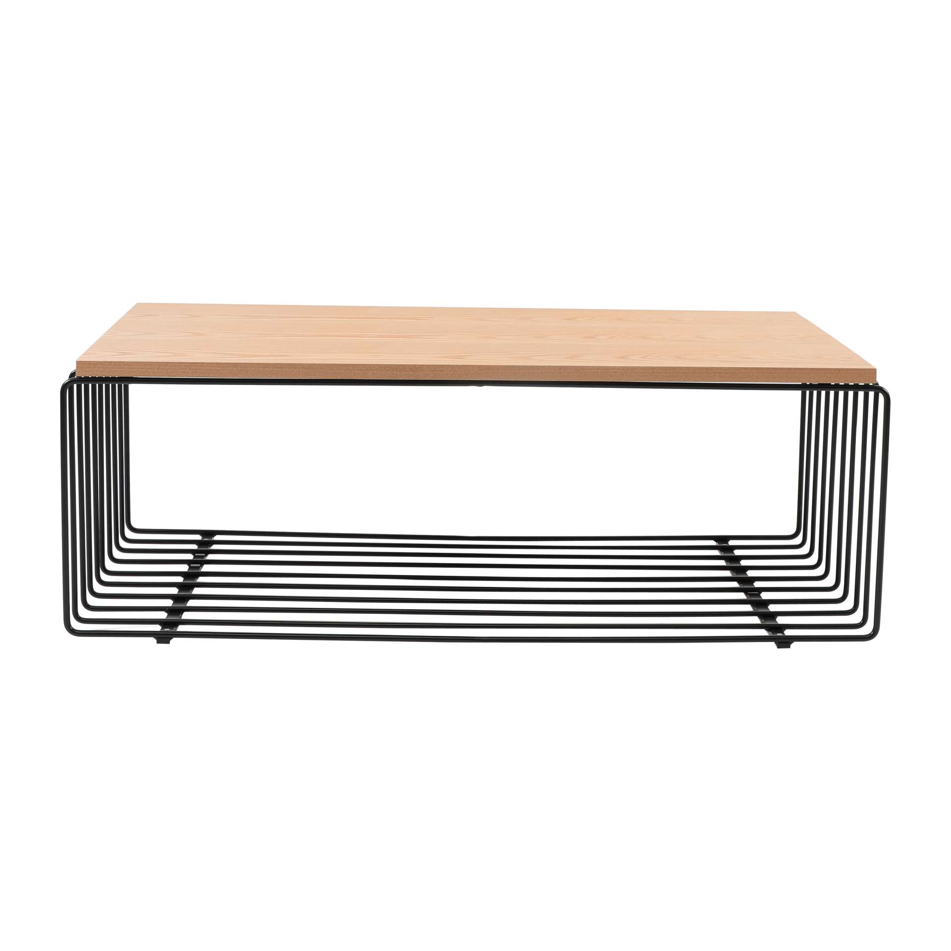 LeisureMod Walden Rectangular Coffee Table with Ash Veneer Top and Powder Coated Steel Frame | Coffee Tables | Modishstore - 3