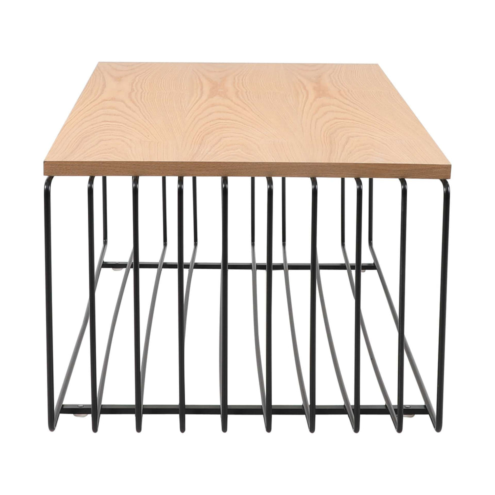 LeisureMod Walden Rectangular Coffee Table with Ash Veneer Top and Powder Coated Steel Frame | Coffee Tables | Modishstore - 9