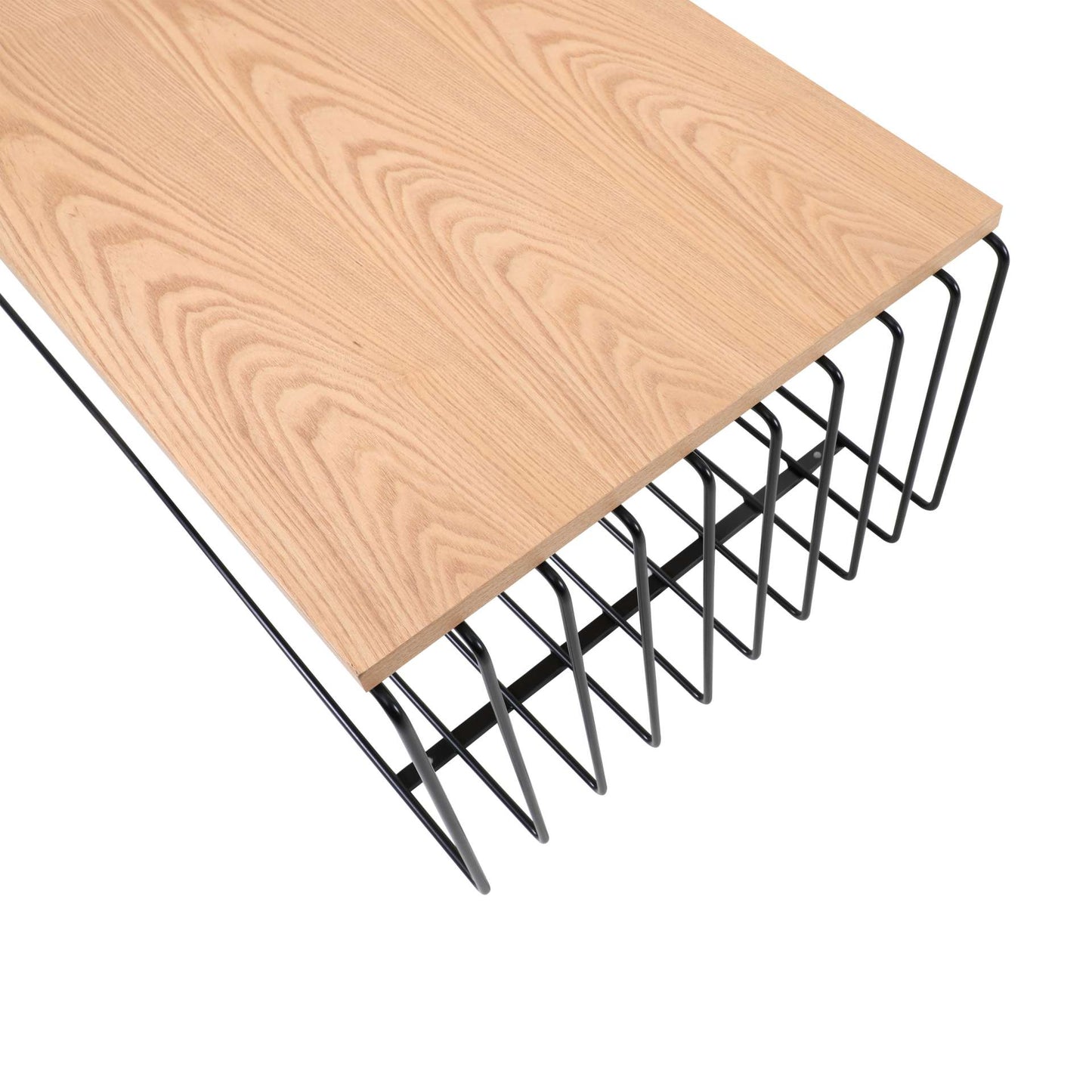 LeisureMod Walden Rectangular Coffee Table with Ash Veneer Top and Powder Coated Steel Frame | Coffee Tables | Modishstore - 8