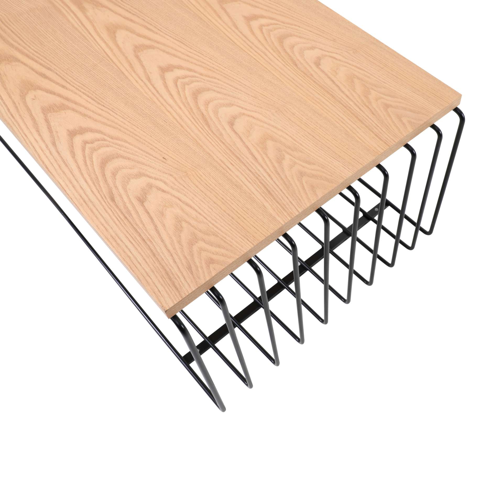 LeisureMod Walden Rectangular Coffee Table with Ash Veneer Top and Powder Coated Steel Frame | Coffee Tables | Modishstore - 8