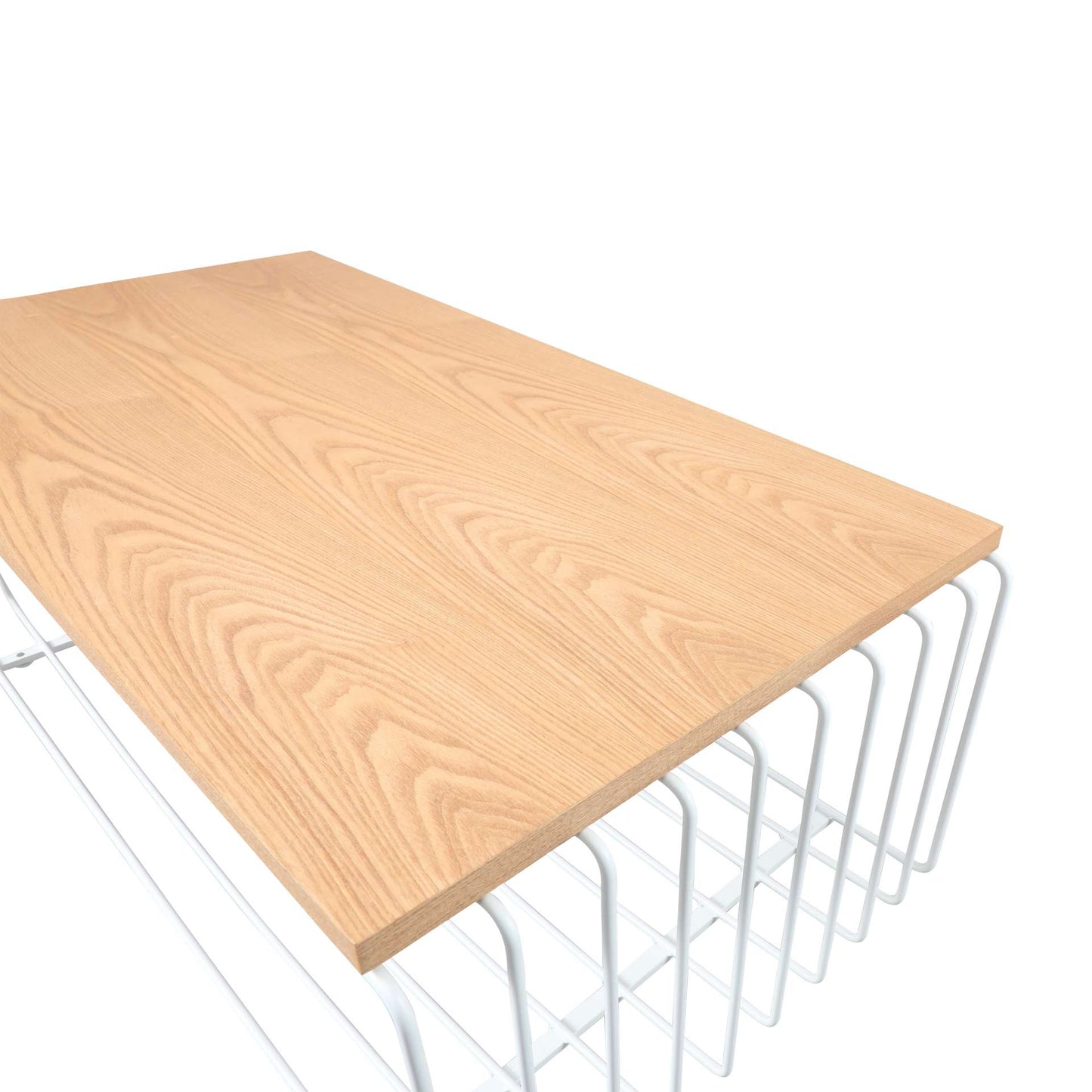 LeisureMod Walden Rectangular Coffee Table with Ash Veneer Top and Powder Coated Steel Frame | Coffee Tables | Modishstore - 17