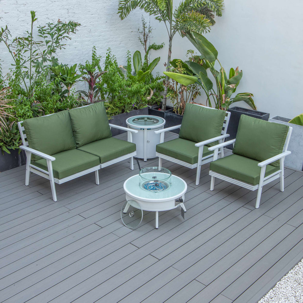 LeisureMod Walbrooke Modern White Patio Conversation With Round Fire Pit & Tank Holder | Outdoor Sofas, Loveseats & Sectionals | Modishstore - 95