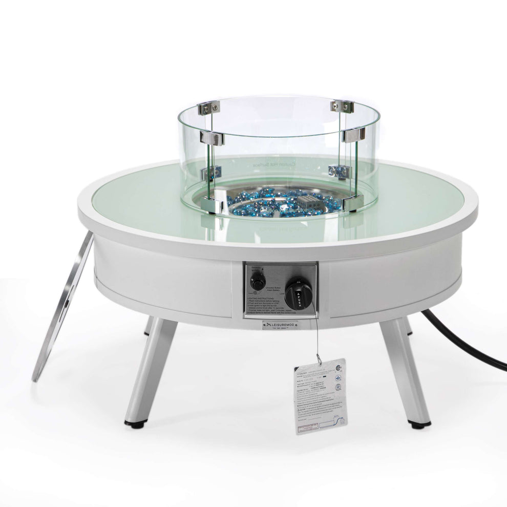 Leisuremod Walbrooke Outdoor Patio Aluminum Round Fire Pit Side Table | FIRE PITS | Modishstore - 50