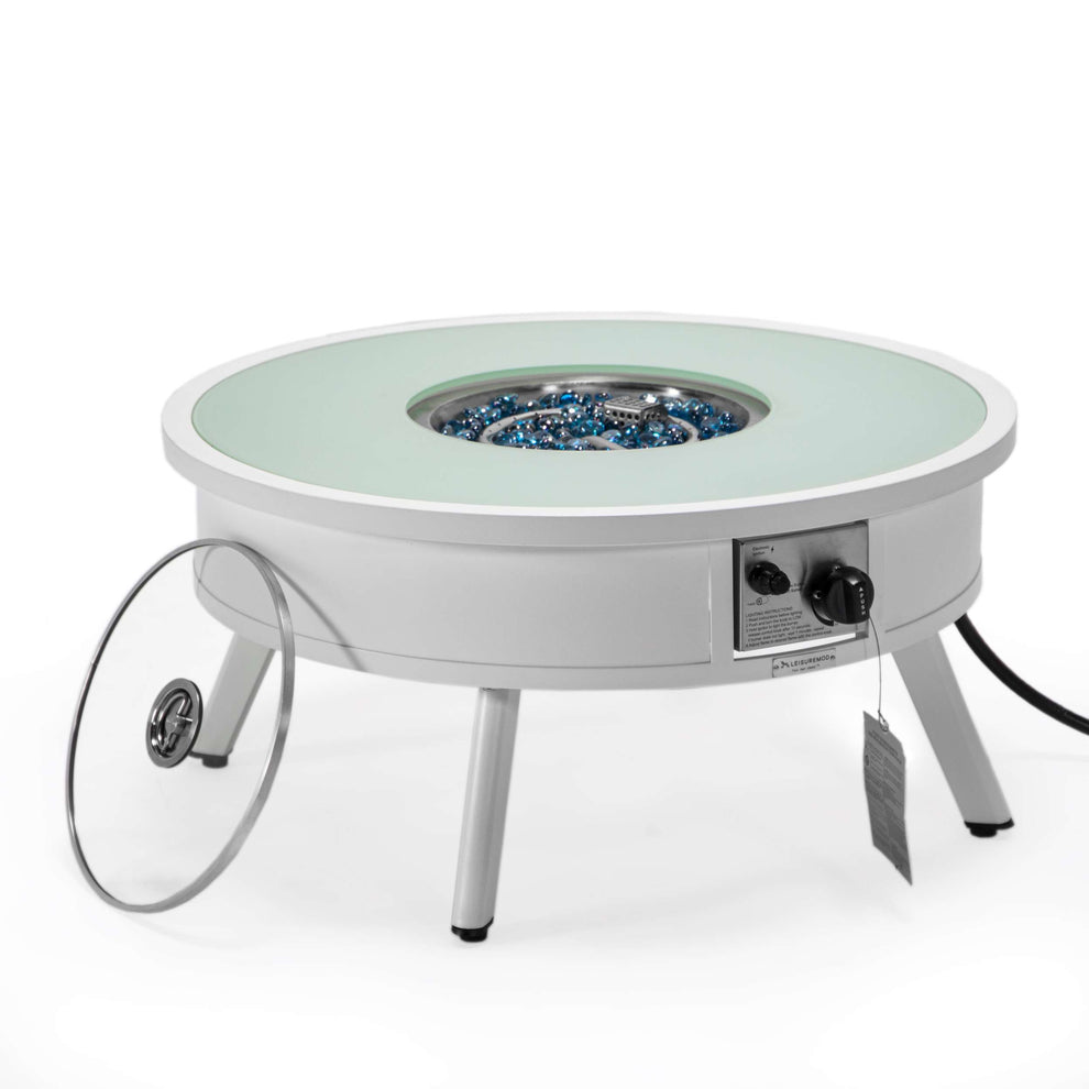 Leisuremod Walbrooke Outdoor Patio Aluminum Round Fire Pit Side Table | FIRE PITS | Modishstore - 43