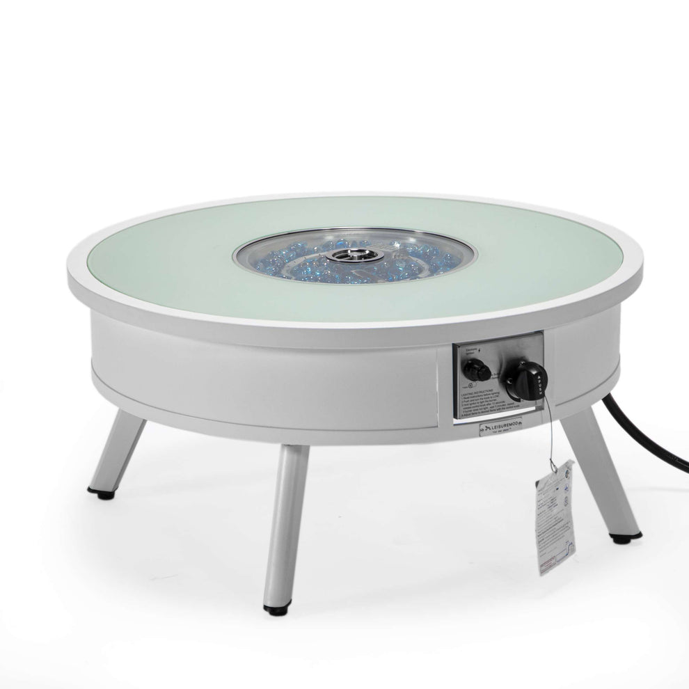Leisuremod Walbrooke Outdoor Patio Aluminum Round Fire Pit Side Table | FIRE PITS | Modishstore - 44