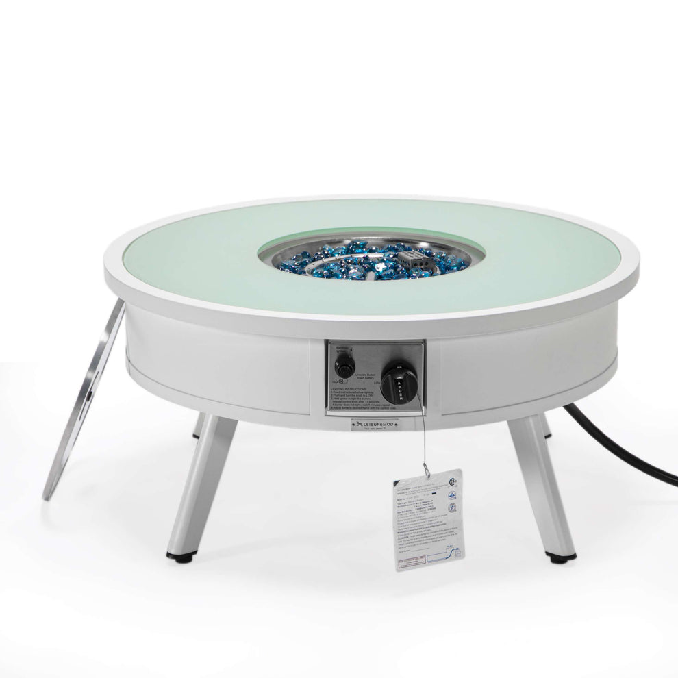 Leisuremod Walbrooke Outdoor Patio Aluminum Round Fire Pit Side Table | FIRE PITS | Modishstore - 51