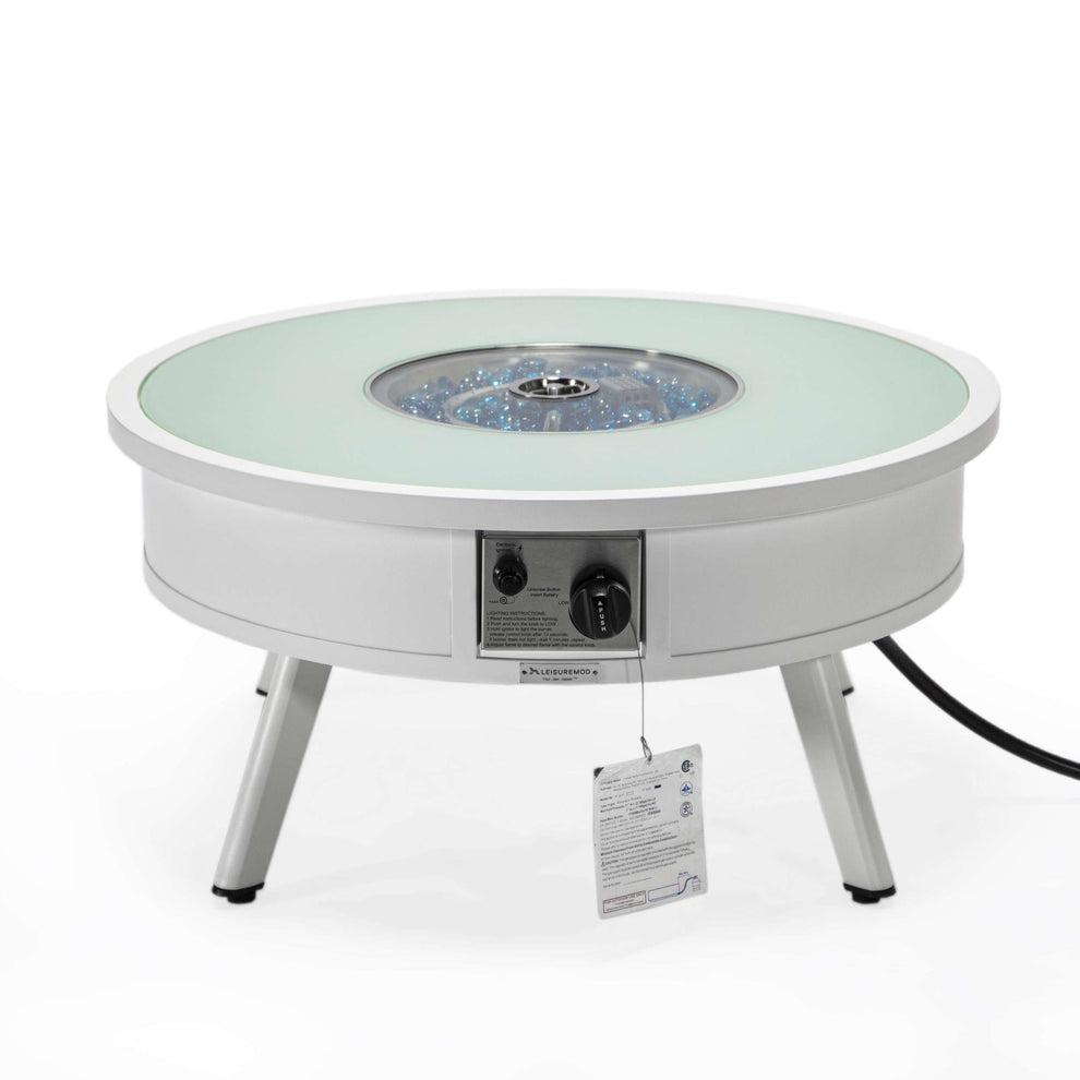 Leisuremod Walbrooke Outdoor Patio Aluminum Round Fire Pit Side Table | FIRE PITS | Modishstore - 52
