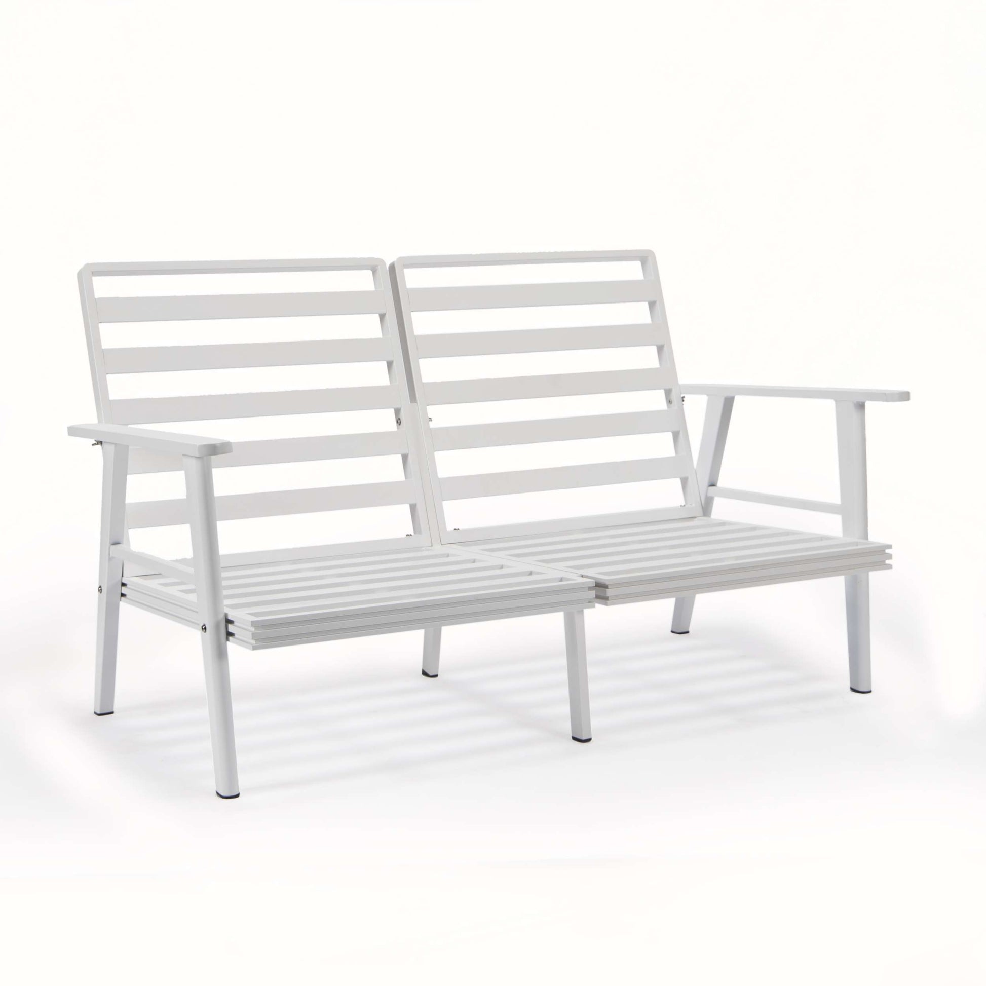 Leisuremod Walbrooke Modern Outdoor Patio Loveseat with White Aluminum Frame and Removable Cushions For Patio and Backyard Garden | Outdoor Sofas, Loveseats & Sectionals | Modishstore - 10