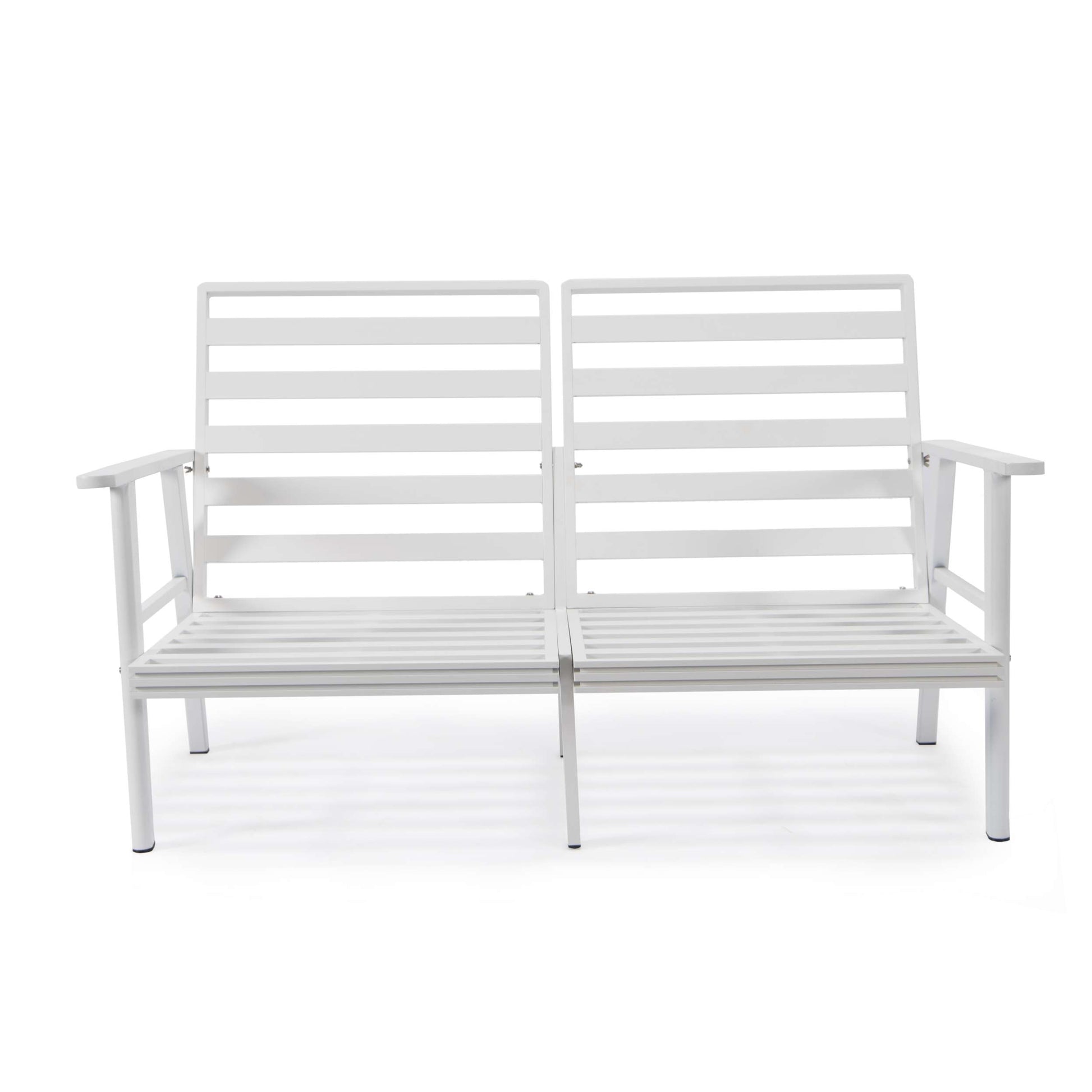 Leisuremod Walbrooke Modern Outdoor Patio Loveseat with White Aluminum Frame and Removable Cushions For Patio and Backyard Garden | Outdoor Sofas, Loveseats & Sectionals | Modishstore - 11