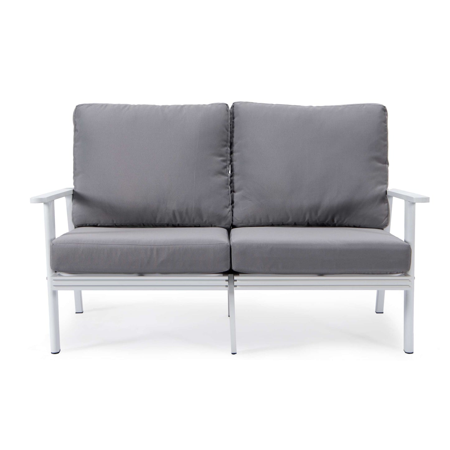 Leisuremod Walbrooke Modern Outdoor Patio Loveseat with White Aluminum Frame and Removable Cushions For Patio and Backyard Garden | Outdoor Sofas, Loveseats & Sectionals | Modishstore - 41