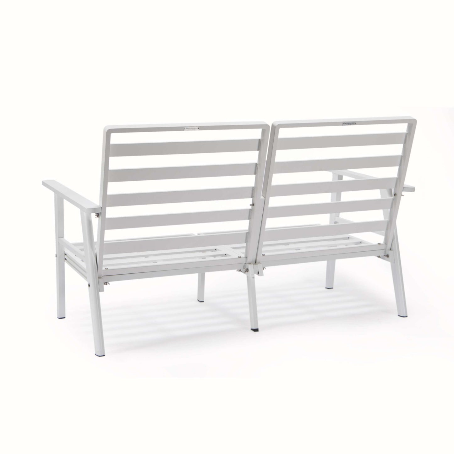 Leisuremod Walbrooke Modern Outdoor Patio Loveseat with White Aluminum Frame and Removable Cushions For Patio and Backyard Garden | Outdoor Sofas, Loveseats & Sectionals | Modishstore - 48