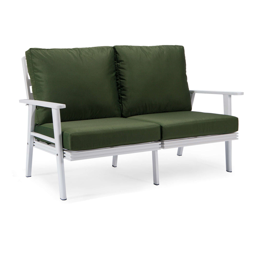 Leisuremod Walbrooke Modern Outdoor Patio Loveseat with White Aluminum Frame and Removable Cushions For Patio and Backyard Garden | Outdoor Sofas, Loveseats & Sectionals | Modishstore - 28