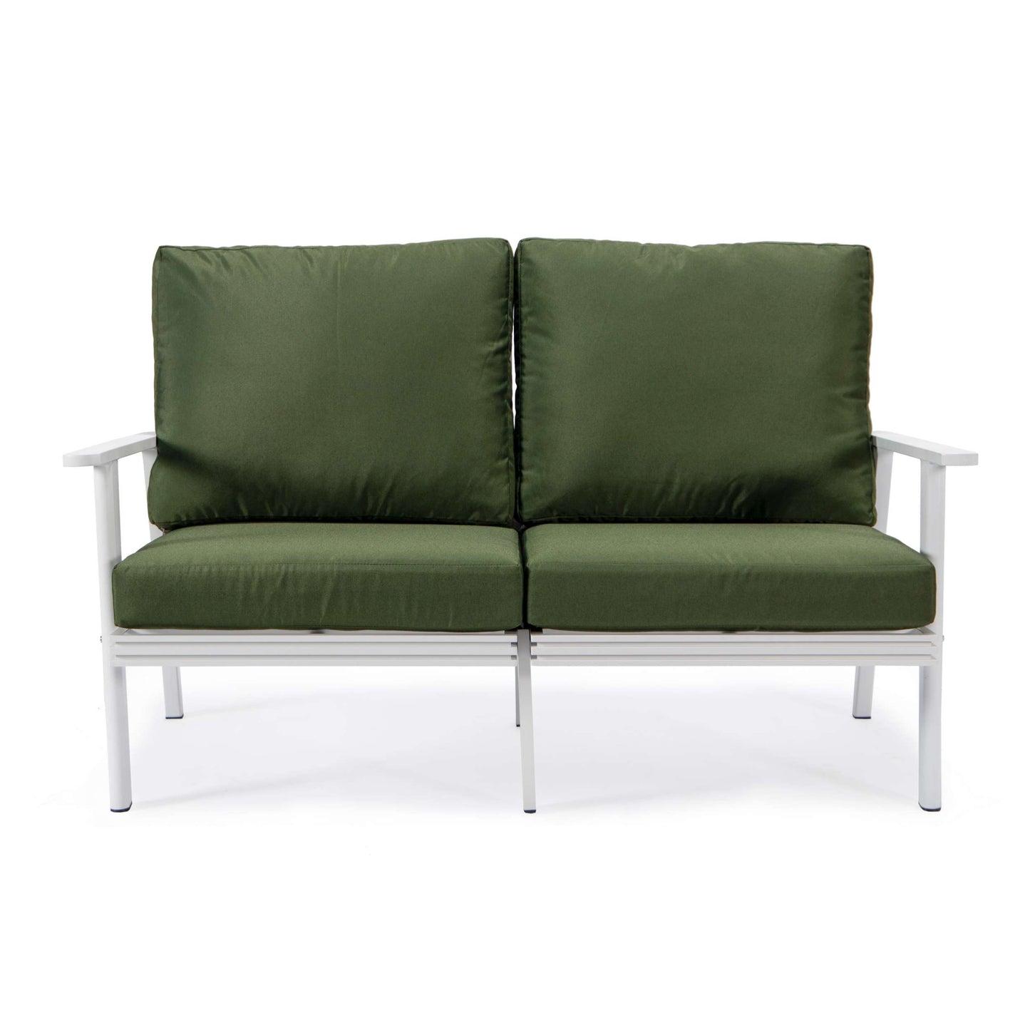 Leisuremod Walbrooke Modern Outdoor Patio Loveseat with White Aluminum Frame and Removable Cushions For Patio and Backyard Garden | Outdoor Sofas, Loveseats & Sectionals | Modishstore - 26
