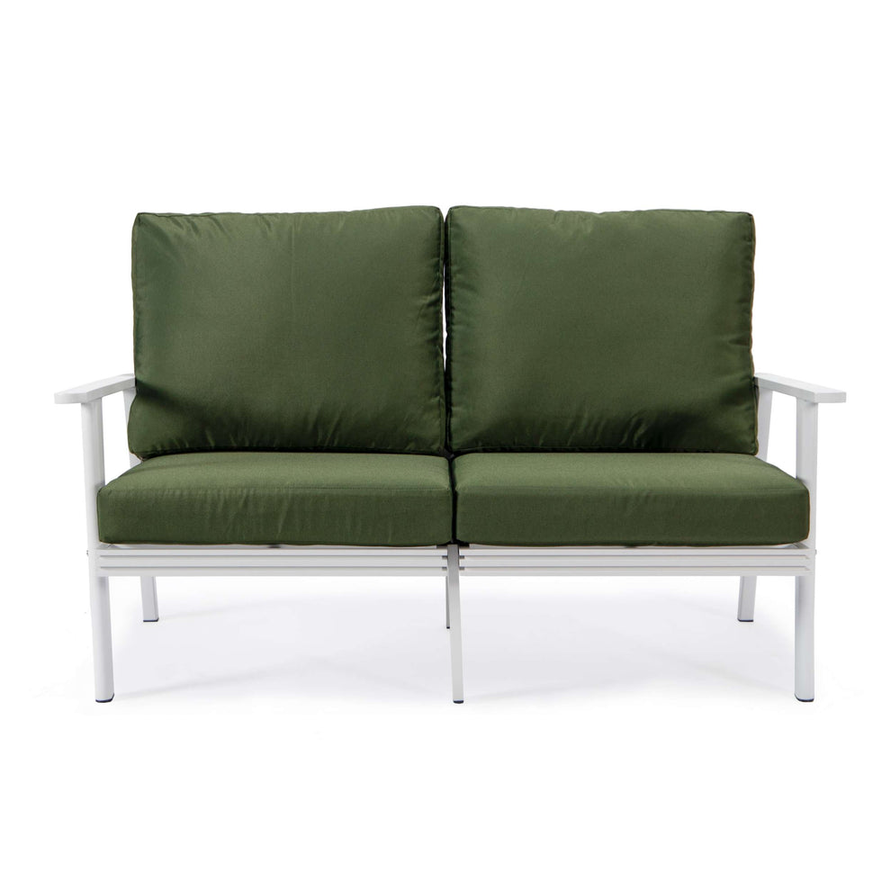 Leisuremod Walbrooke Modern Outdoor Patio Loveseat with White Aluminum Frame and Removable Cushions For Patio and Backyard Garden | Outdoor Sofas, Loveseats & Sectionals | Modishstore - 26