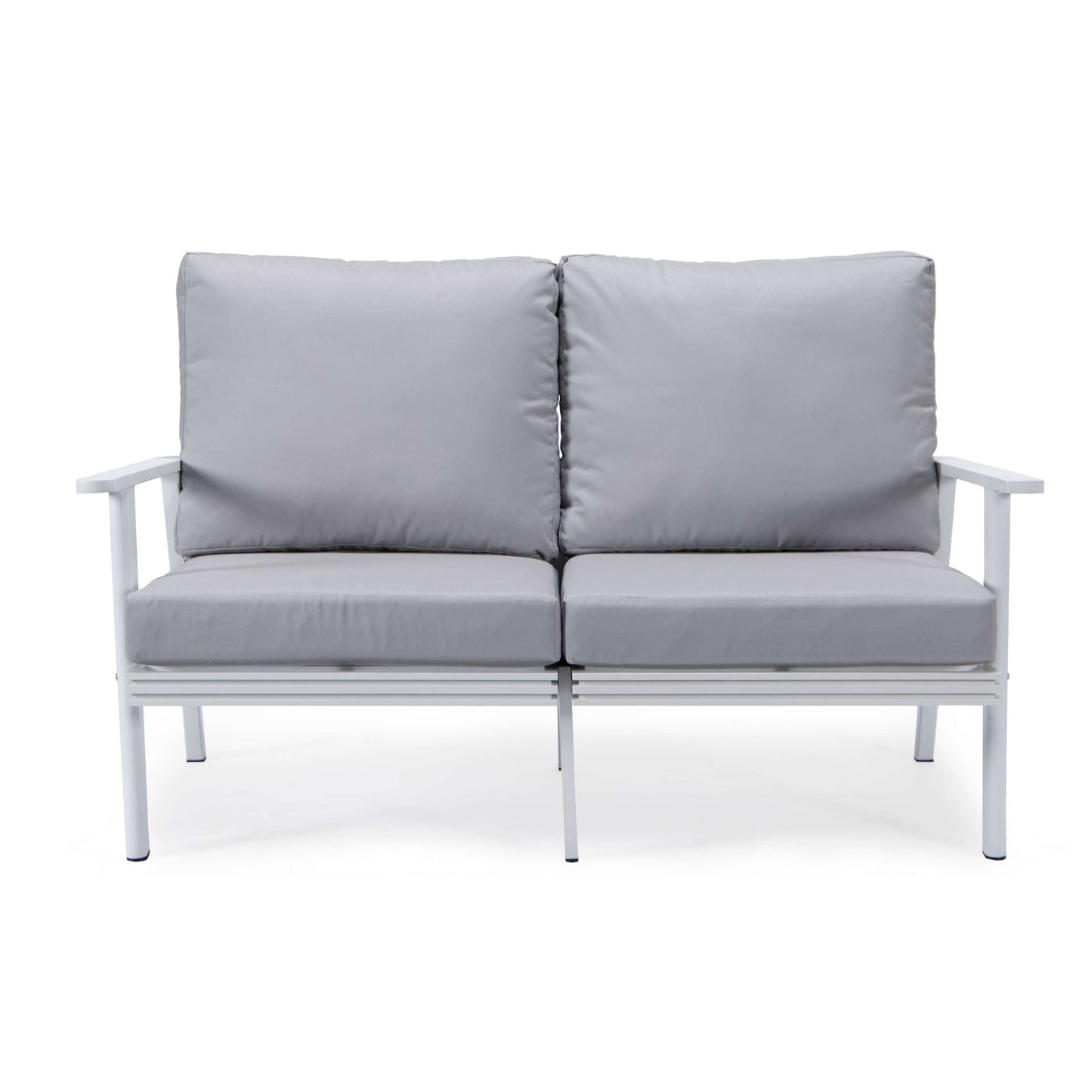 Leisuremod Walbrooke Modern Outdoor Patio Loveseat with White Aluminum Frame and Removable Cushions For Patio and Backyard Garden | Outdoor Sofas, Loveseats & Sectionals | Modishstore - 30