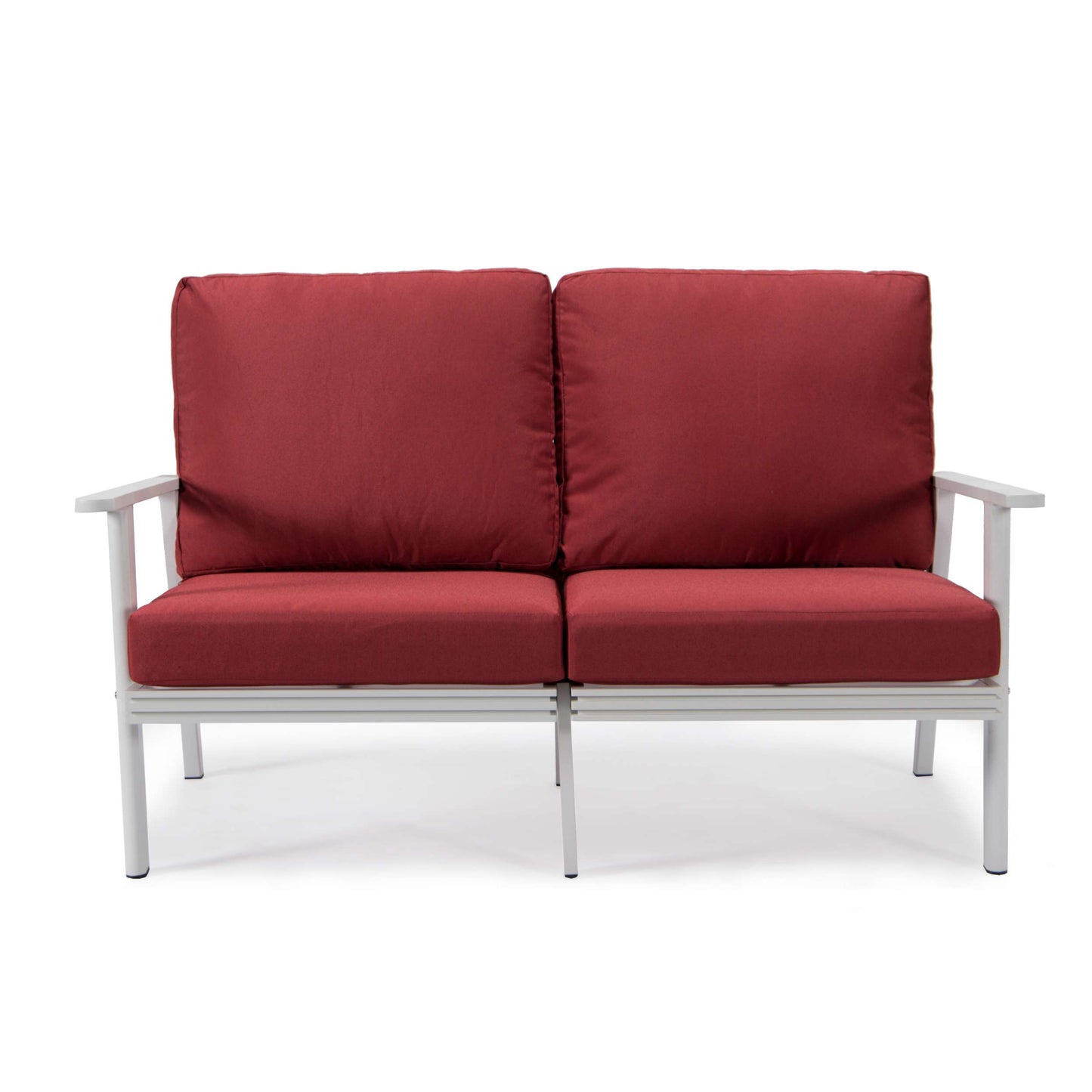 Leisuremod Walbrooke Modern Outdoor Patio Loveseat with White Aluminum Frame and Removable Cushions For Patio and Backyard Garden | Outdoor Sofas, Loveseats & Sectionals | Modishstore - 52