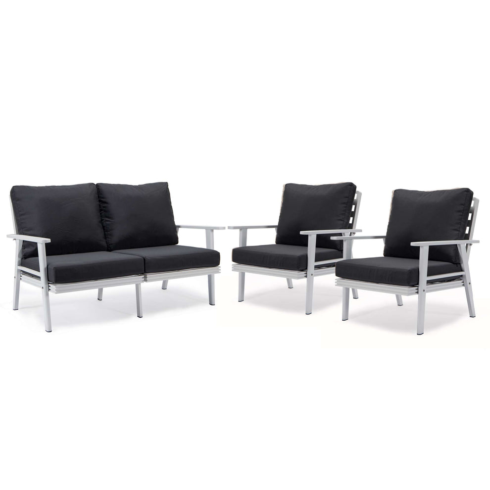LeisureMod Walbrooke Modern 3-Piece Outdoor Patio Set | Outdoor Sofas, Loveseats & Sectionals | Modishstore - 2