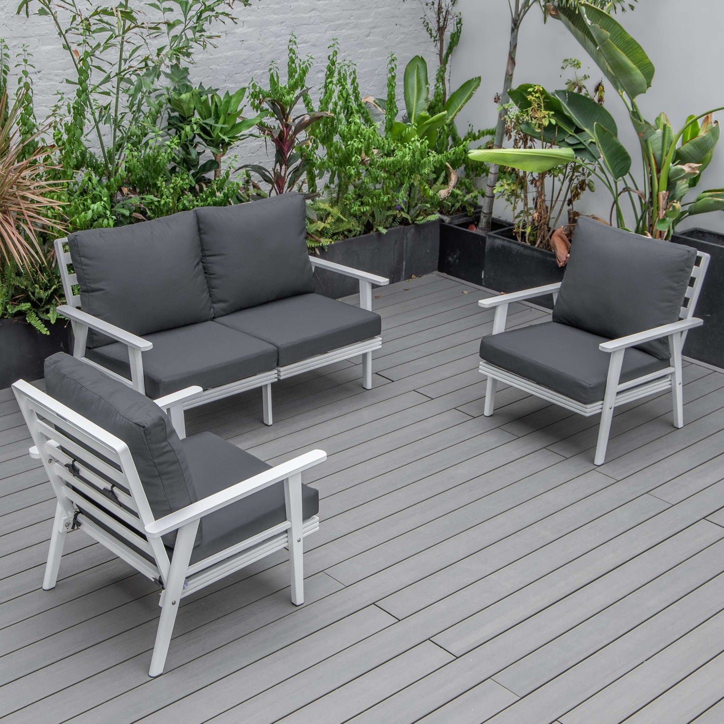 LeisureMod Walbrooke Modern 3-Piece Outdoor Patio Set | Outdoor Sofas, Loveseats & Sectionals | Modishstore - 9
