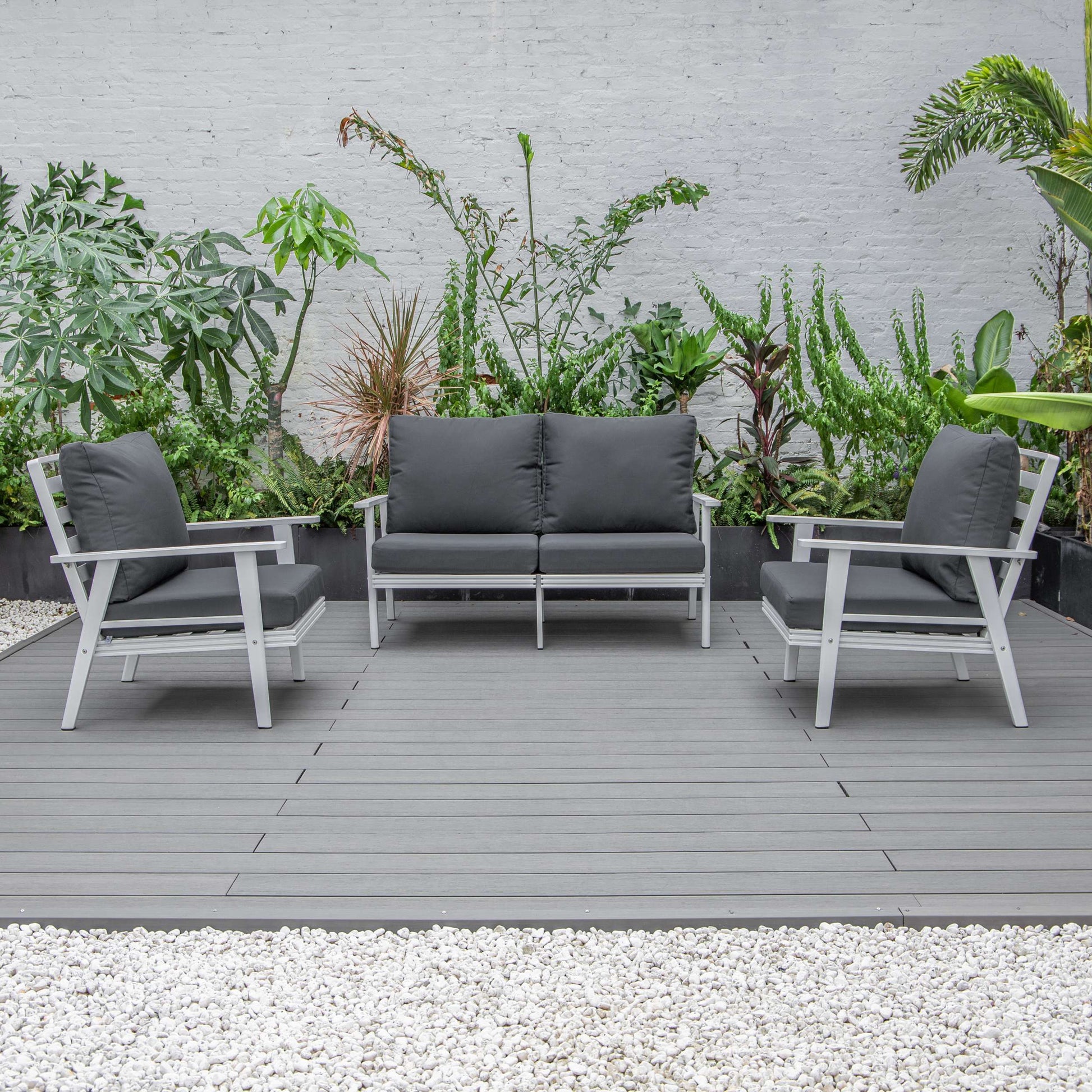 LeisureMod Walbrooke Modern 3-Piece Outdoor Patio Set | Outdoor Sofas, Loveseats & Sectionals | Modishstore