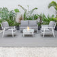 LeisureMod Walbrooke Modern White Patio Conversation With Square Fire Pit With Slats Design & Tank Holder | Outdoor Sofas, Loveseats & Sectionals | Modishstore - 61