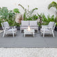 LeisureMod Walbrooke Modern White Patio Conversation With Square Fire Pit With Slats Design & Tank Holder | Outdoor Sofas, Loveseats & Sectionals | Modishstore - 46