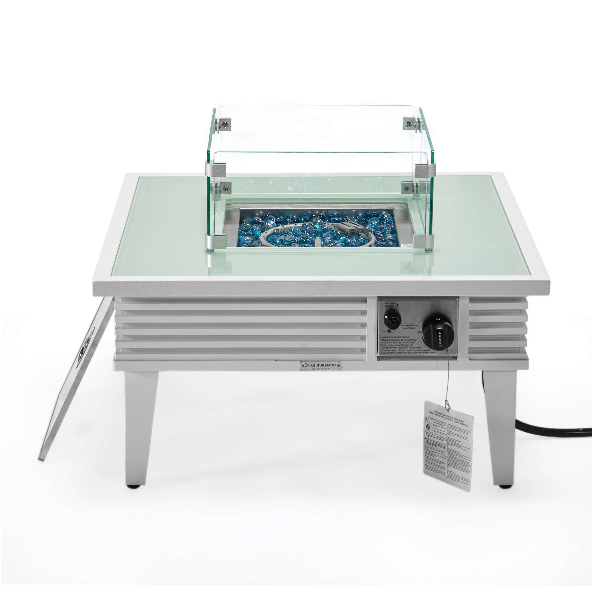 Leisuremod Walbrooke Outdoor Patio Aluminum Square Slats Design Fire Pit Side Table | FIRE PITS | Modishstore - 43