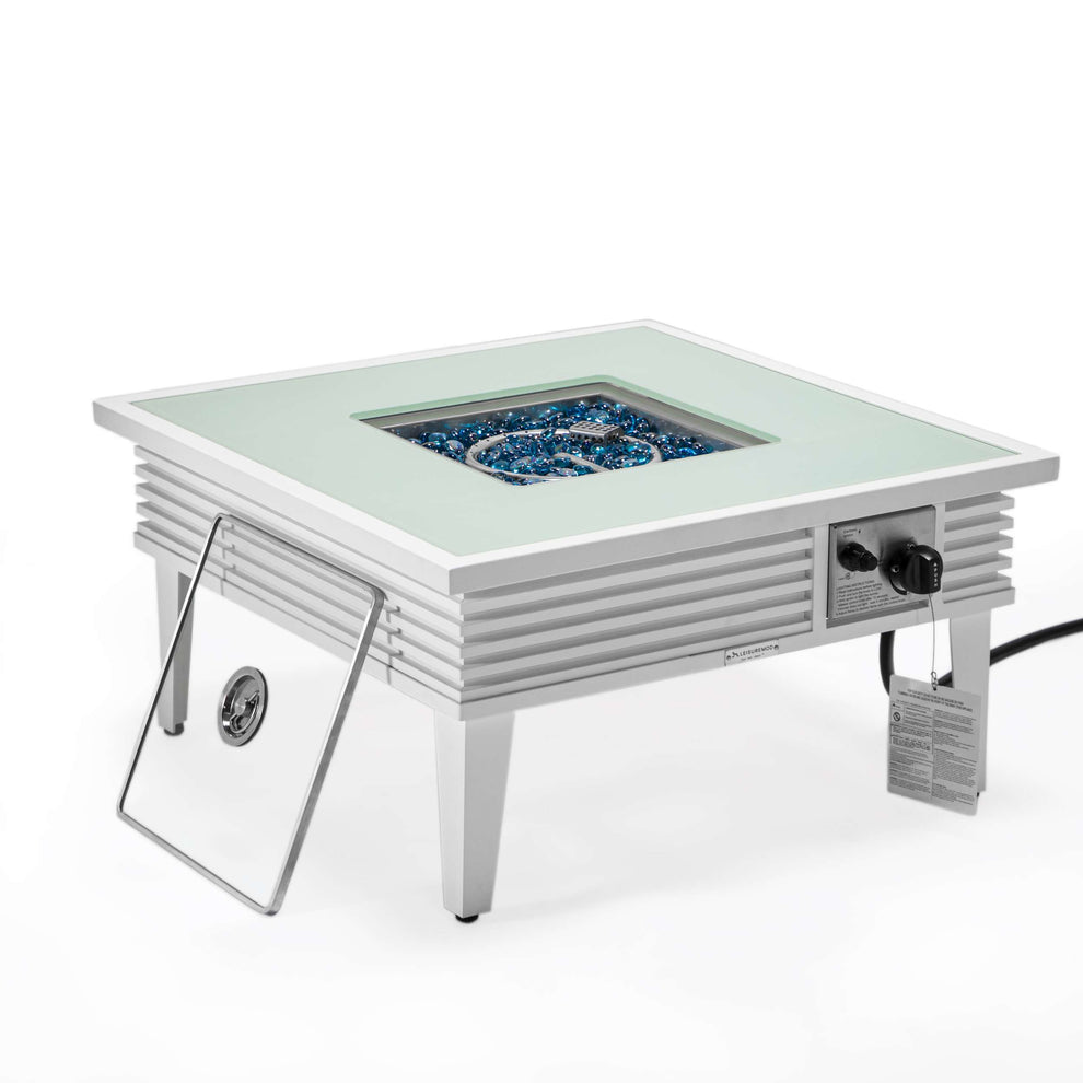 Leisuremod Walbrooke Outdoor Patio Aluminum Square Slats Design Fire Pit Side Table | FIRE PITS | Modishstore - 46