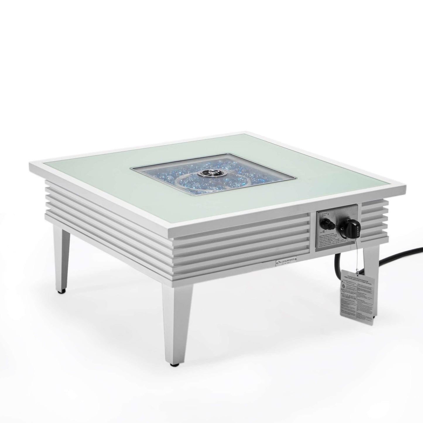 Leisuremod Walbrooke Outdoor Patio Aluminum Square Slats Design Fire Pit Side Table | FIRE PITS | Modishstore - 47