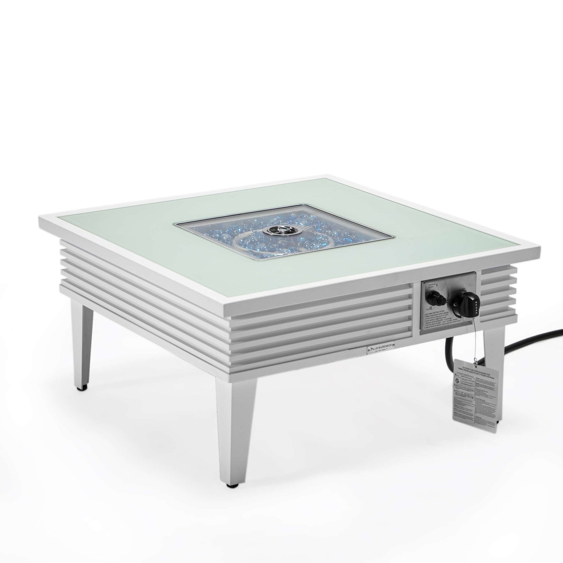 Leisuremod Walbrooke Outdoor Patio Aluminum Square Slats Design Fire Pit Side Table | FIRE PITS | Modishstore - 47