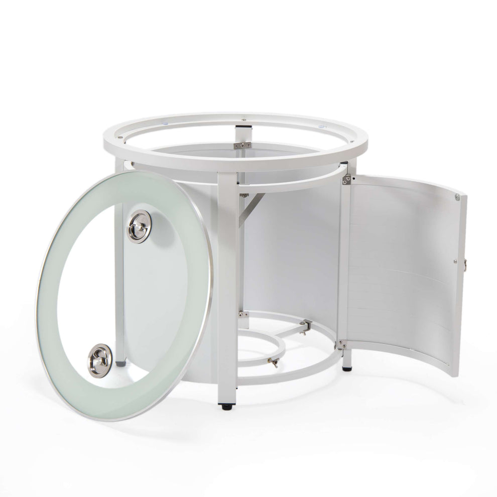 LeisureMod Walbrooke Modern White Patio Conversation With Round Fire Pit & Tank Holder | Outdoor Sofas, Loveseats & Sectionals | Modishstore - 105