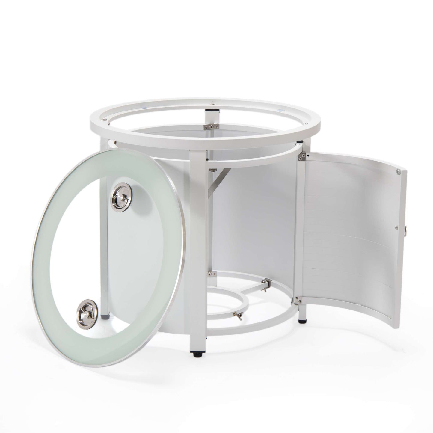 LeisureMod Walbrooke Modern White Patio Conversation With Round Fire Pit With Slats Design & Tank Holder | Outdoor Sofas, Loveseats & Sectionals | Modishstore - 13