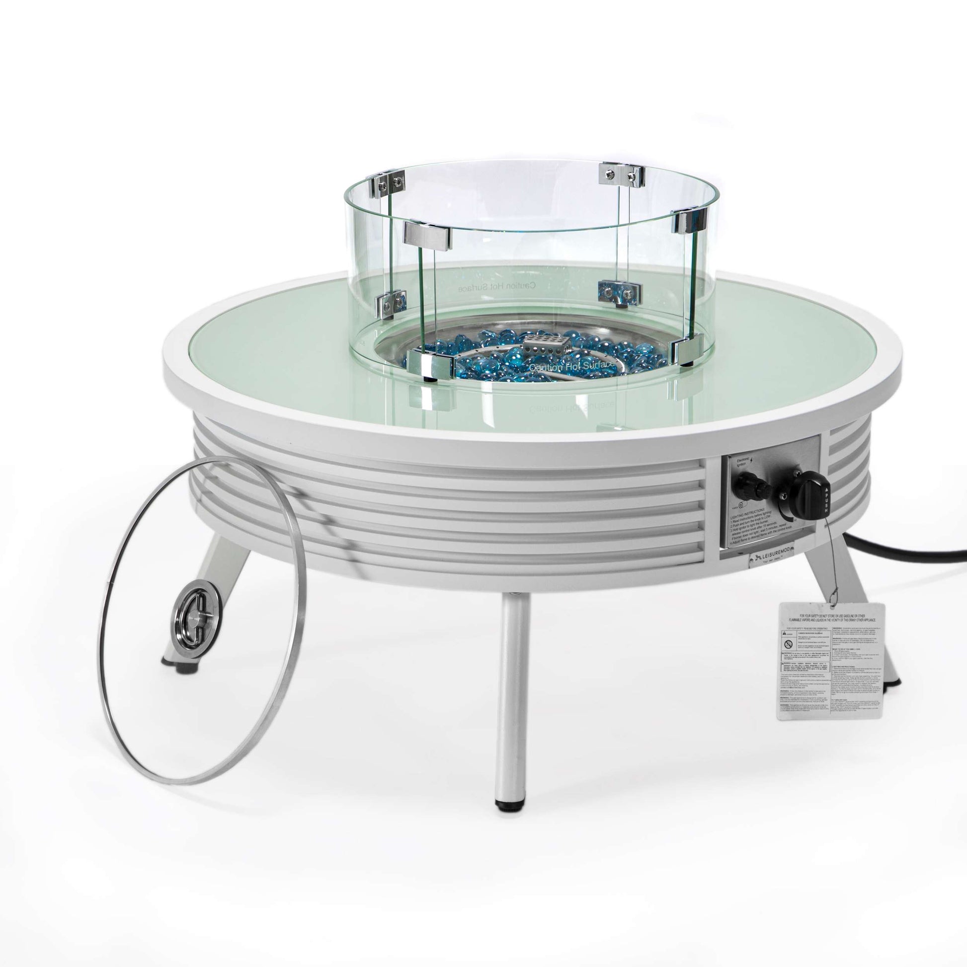 Leisuremod Walbrooke Outdoor Patio Aluminum Round Slats Design Fire Pit Side Table | FIRE PITS | Modishstore - 39