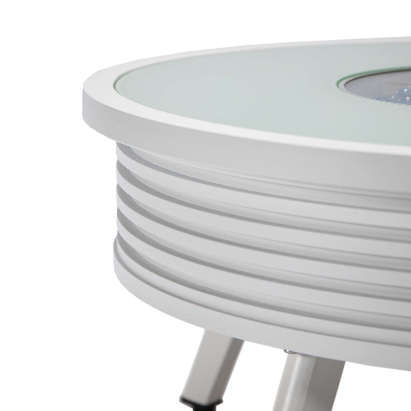 Leisuremod Walbrooke Outdoor Patio Aluminum Round Slats Design Fire Pit Side Table | FIRE PITS | Modishstore - 45