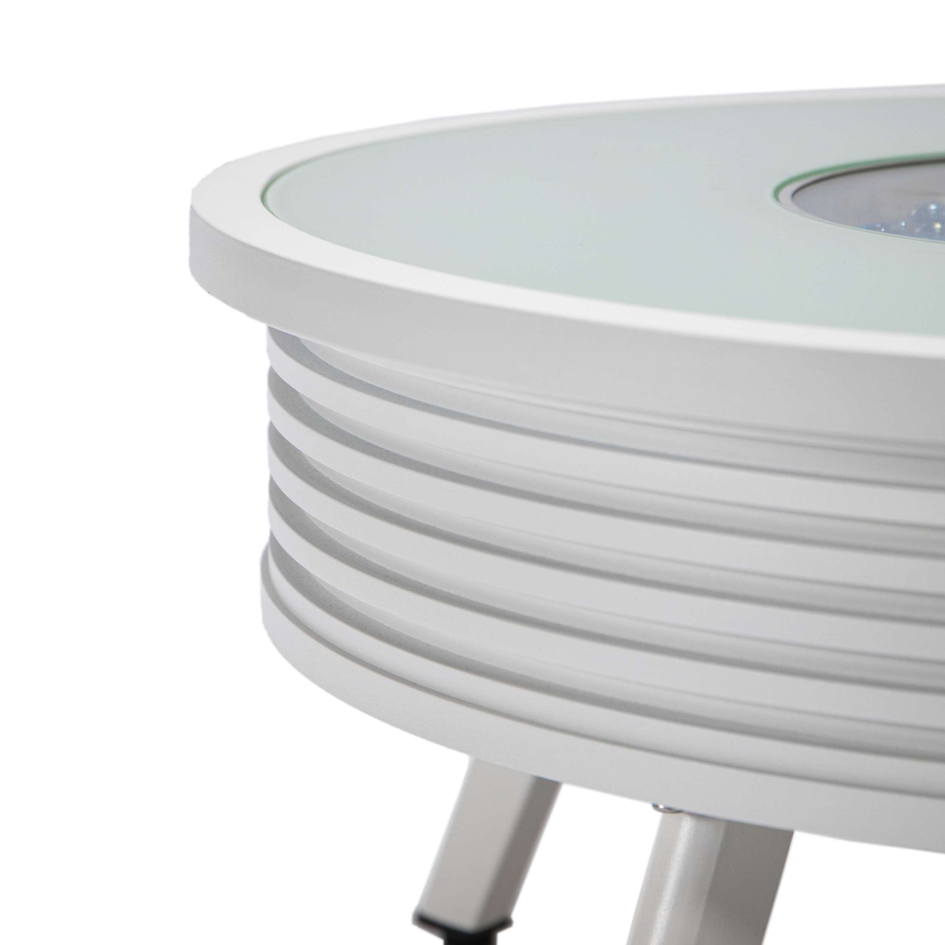 Leisuremod Walbrooke Outdoor Patio Aluminum Round Slats Design Fire Pit Side Table | FIRE PITS | Modishstore - 45