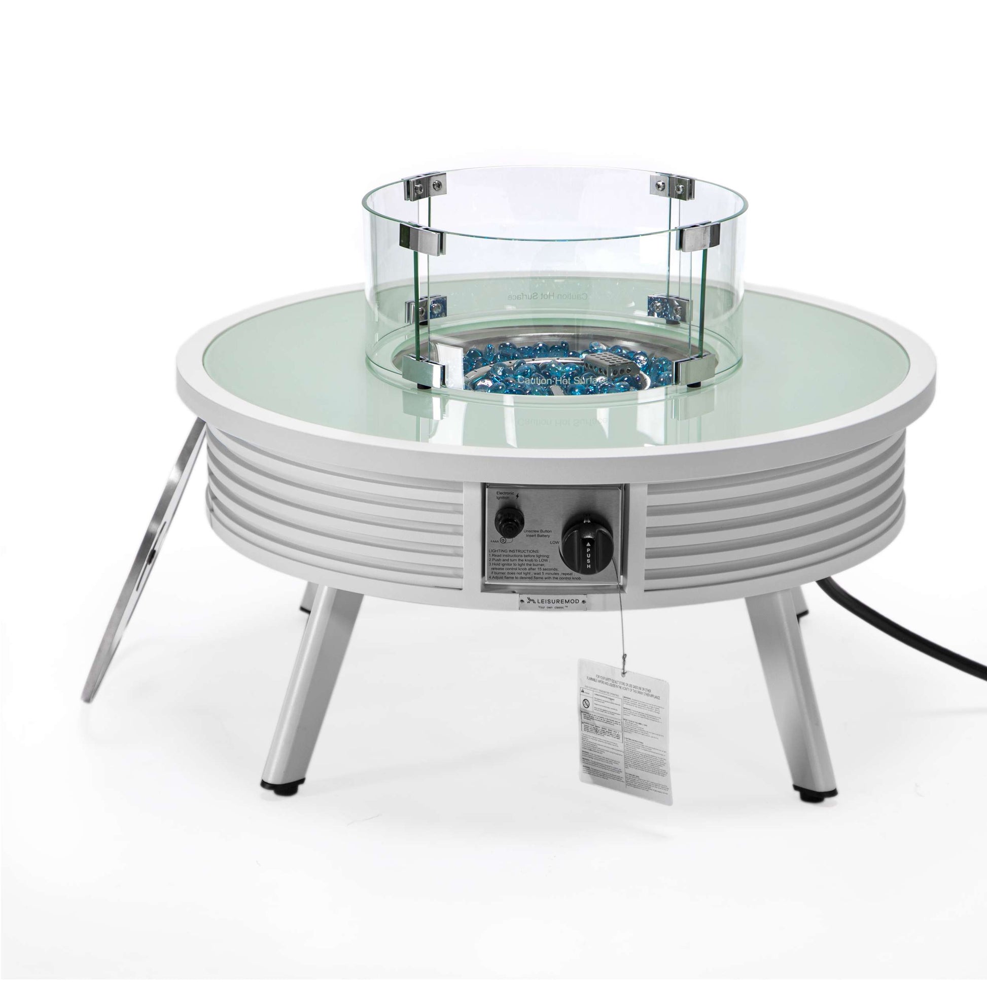 Leisuremod Walbrooke Outdoor Patio Aluminum Round Slats Design Fire Pit Side Table | FIRE PITS | Modishstore - 42