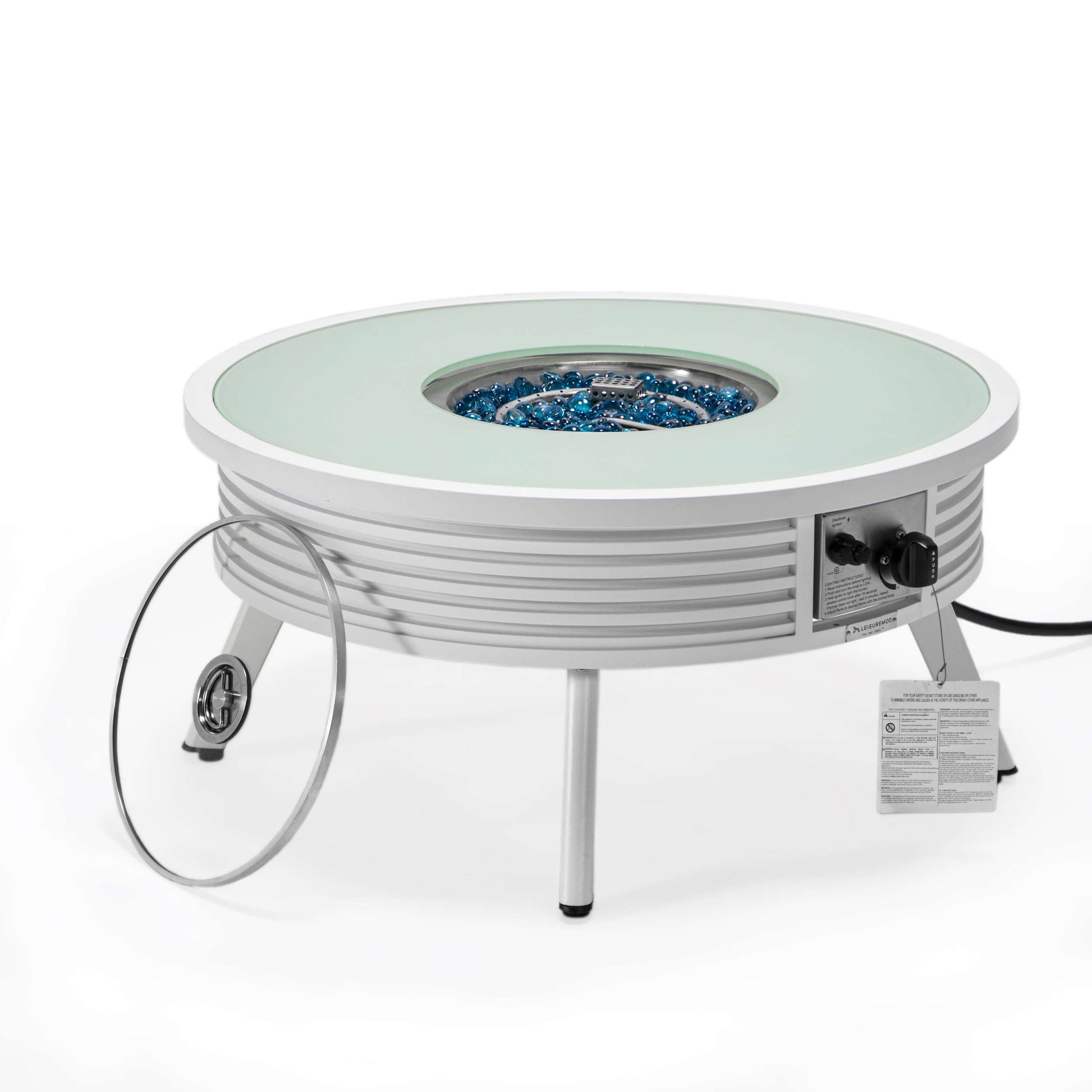 Leisuremod Walbrooke Outdoor Patio Aluminum Round Slats Design Fire Pit Side Table | FIRE PITS | Modishstore - 38